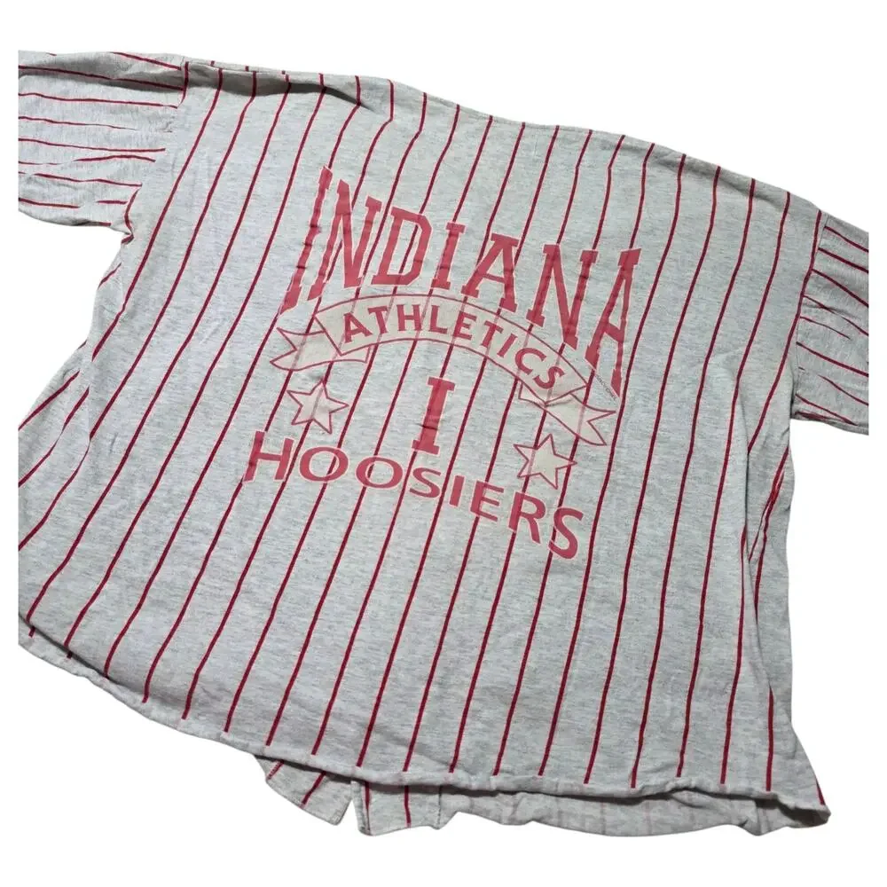 Vintage Indiana Hoosiers Baseball Jersey Shirt Boxy Pinstripe IU NCAA USA